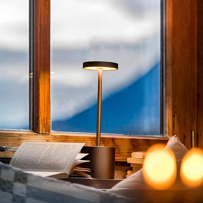2 Pack Cordless Table Lamp Rechargeable Outdoor Waterproof Portable Battery Operated LED Table Light - for Home Restaurant Desk Bar Patio Kitchen Dinning Party (Moka) - LeafyLoom