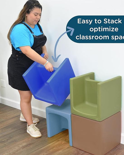 Children's Factory Woodland Set of 4 Cube Chairs - LeafyLoom