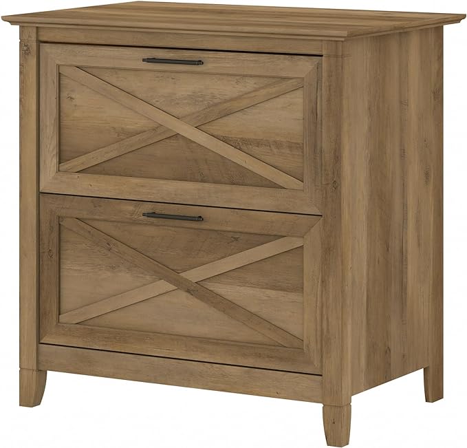 Bush Furniture Key West 2-Drawer Lateral File & Writing Table Set, Modern Farmhouse Home Office - LeafyLoom
