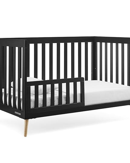 Delta Children Essex 4-in-1 Convertible Baby Crib, Ebony with Natural Legs - LeafyLoom