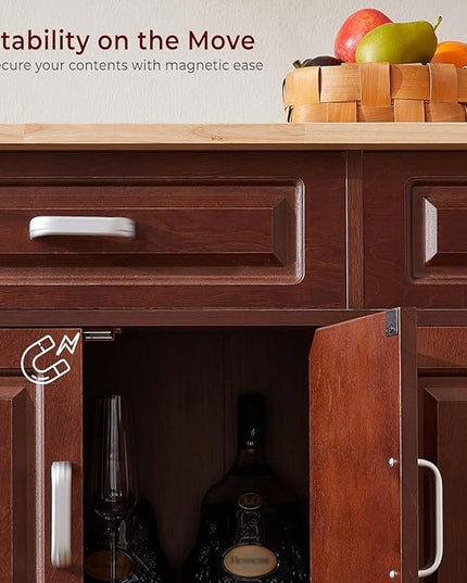 54" Rolling Kitchen Island on Wheels, Large Kitchen Island Cart with Storage Cabinet, Portable Wood Island Table for Kitchen with 2 Drawers and Spice Rack & Towel Rack, Rustic Brown - LeafyLoom