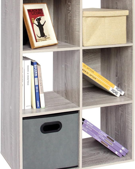 PACHIRA E-Commerce 6 Cube Storage Organizer, Unit Shelf, Closet Cabinet, Bookshelf File Organizer Rack in Living Room, Bedroom, Study OAK GREY - LeafyLoom