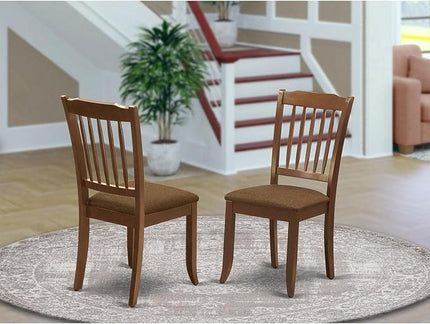 East West Furniture DAC-MAH-C Danbury Dining Room Chairs - Linen Fabric Upholstered Solid Wood Chairs, Set of 2, Mahogany - LeafyLoom