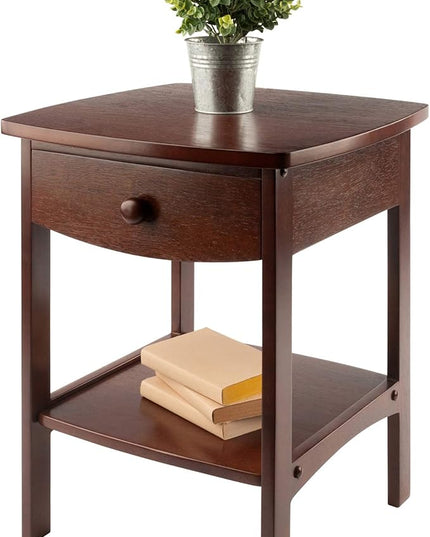 Winsome Basics Solid Wood End Table Nightstand - LeafyLoom