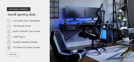Signature Design by Ashley Barolli Home Office Gaming Desk with Multiuple LED Back Lights, Grayish Brown - LeafyLoom