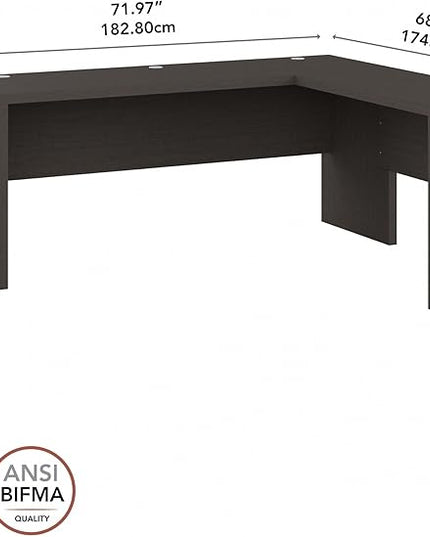 Bush Business Furniture Echo L Shaped Computer Desk, 72W, Charcoal Maple - LeafyLoom