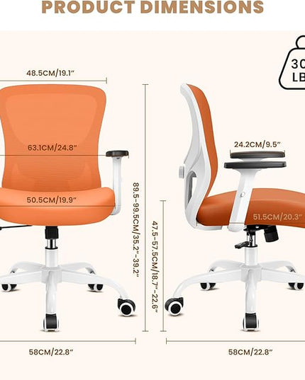 Office Chair Ergonomic Desk Chair with Adjustable Lumbar Support, Swivel Comfy Computer Chair Heavy Duty Executive Chair for Home Office - LeafyLoom