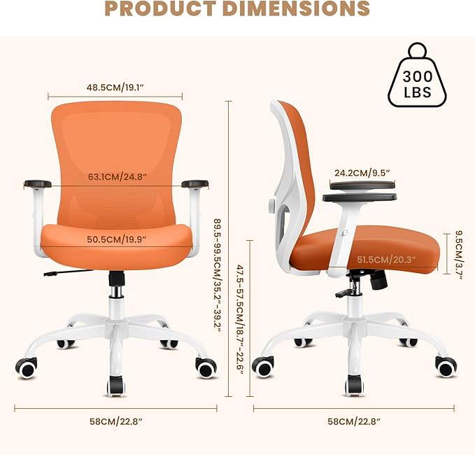 Office Chair Ergonomic Desk Chair with Adjustable Lumbar Support, Swivel Comfy Computer Chair Heavy Duty Executive Chair for Home Office - LeafyLoom