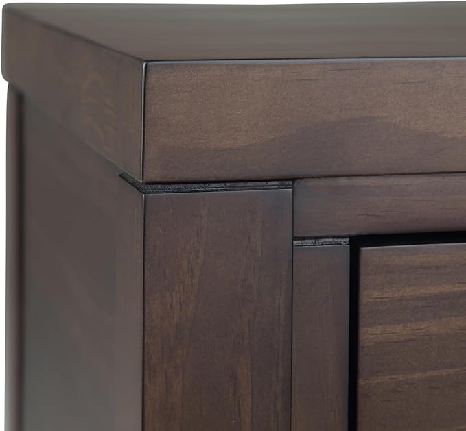 SIMPLIHOME Hollander SOLID WOOD 60 inch Wide Wide Console Sofa Entryway Table in Warm Walnut Brown with Storage, 3 Drawers , for the Living Room, Entryway and Bedroom - LeafyLoom