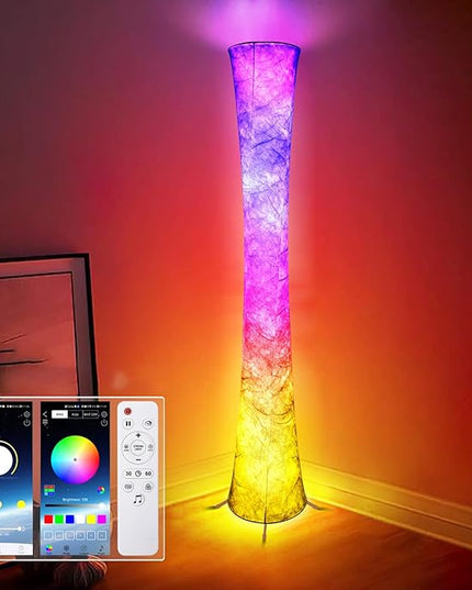 Floor Lamp, RGB Color Changing Led Smart Lamp, Music Sync, APP Remote Control, 62'' Standing Lamp for Living Room Bedroom Game Room - LeafyLoom