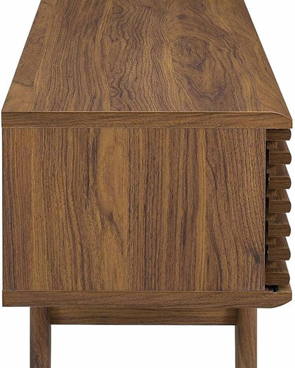 Modway Render 70" Mid-Century Modern Low Profile Media Console TV Stand, 70 Inch, Walnut Walnut - LeafyLoom