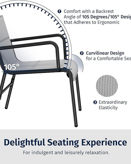 EAST OAK Outdoor Conversation Waterproof Patio Furniture Set, 4-Pieces, Grey - LeafyLoom