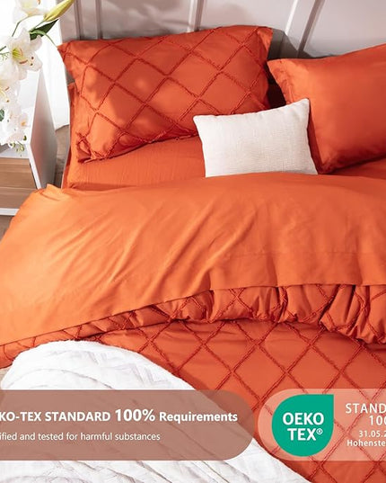 Burnt Orange Boho Comforter Set -5 Pieces - LeafyLoom