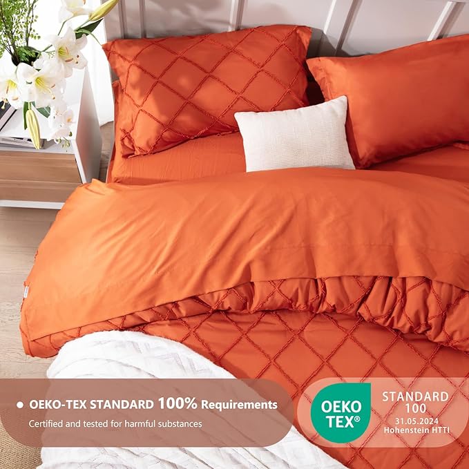 Burnt Orange Boho Comforter Set -5 Pieces - LeafyLoom