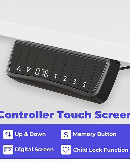 JOISCOPE Height Adjustable Electric Standing Desk with Power Outlets, 55 x 24 Inch Sit Stand Desk for Small Space Home Office, White - LeafyLoom