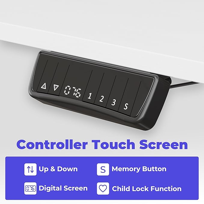 JOISCOPE Height Adjustable Electric Standing Desk with Power Outlets, 55 x 24 Inch Sit Stand Desk for Small Space Home Office, White - LeafyLoom