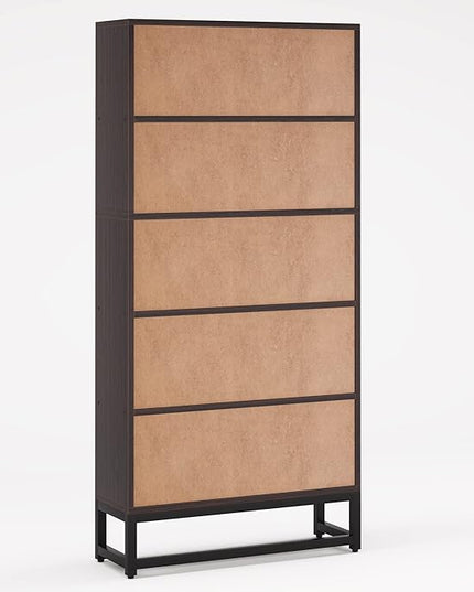 Tribesigns Tall Bookcase and Bookshelf, 70.8” Large Bookcases Organizer with 5-Tier Storage Shelves, Heavy Duty Free-Standing Library Bookshelf Shelving Unit for Living Room, Bedroom (Sandalwood) - LeafyLoom