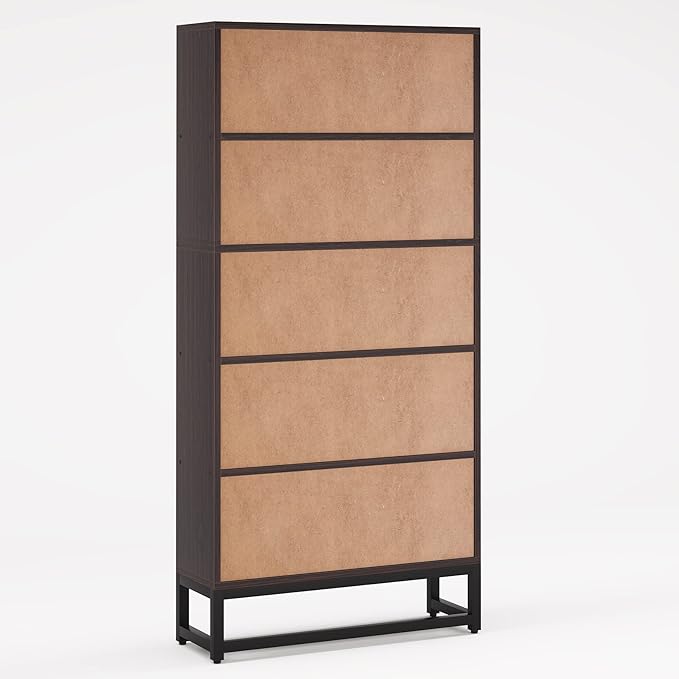 Tribesigns Tall Bookcase and Bookshelf, 70.8” Large Bookcases Organizer with 5-Tier Storage Shelves, Heavy Duty Free-Standing Library Bookshelf Shelving Unit for Living Room, Bedroom (Sandalwood) - LeafyLoom