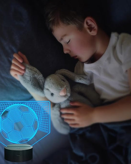 Attivolife 3D Illusion Soccer Night Light, Hologram Lamp with 16 Colors Changing & Remote Control & Dimmable, Cool Sports Theme Room Decor Birthday Christmas Gifts for Sport Lover Kid Teen Boy Men - LeafyLoom