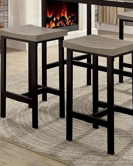 NicBex Dining Table Set for 4 Corner Dining Table Set 5 Pc Counter Height Table Set Sturdy Metal Construction Dining Room Furniture, Easy Assemble, Black+ Gray - LeafyLoom