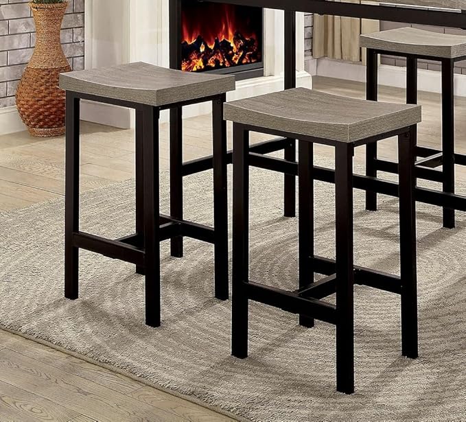 NicBex Dining Table Set for 4 Corner Dining Table Set 5 Pc Counter Height Table Set Sturdy Metal Construction Dining Room Furniture, Easy Assemble, Black+ Gray - LeafyLoom