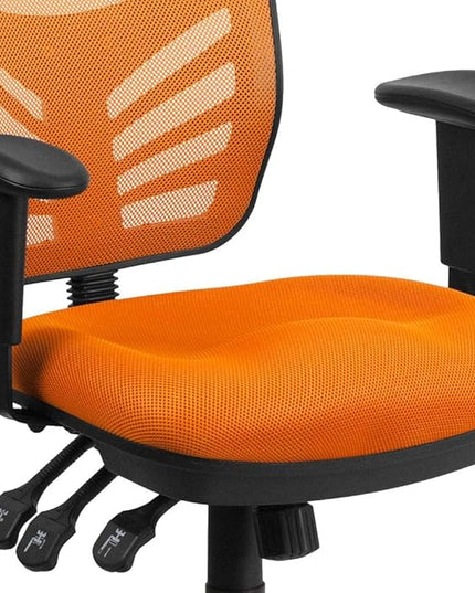 Flash Furniture Nicholas Mid-Back Swivel Office and Gaming Chair, Ergonomic Mesh Office Chair with Adjustable Lumbar Support and Height, Orange - LeafyLoom