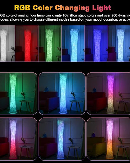 Floor Lamp, RGB Dimmable Color Changing LED Lamp with Alexa APP Remote Control, Morden Standing Lamp White Fabric Shade for Living Room Game Room Bedroom - LeafyLoom