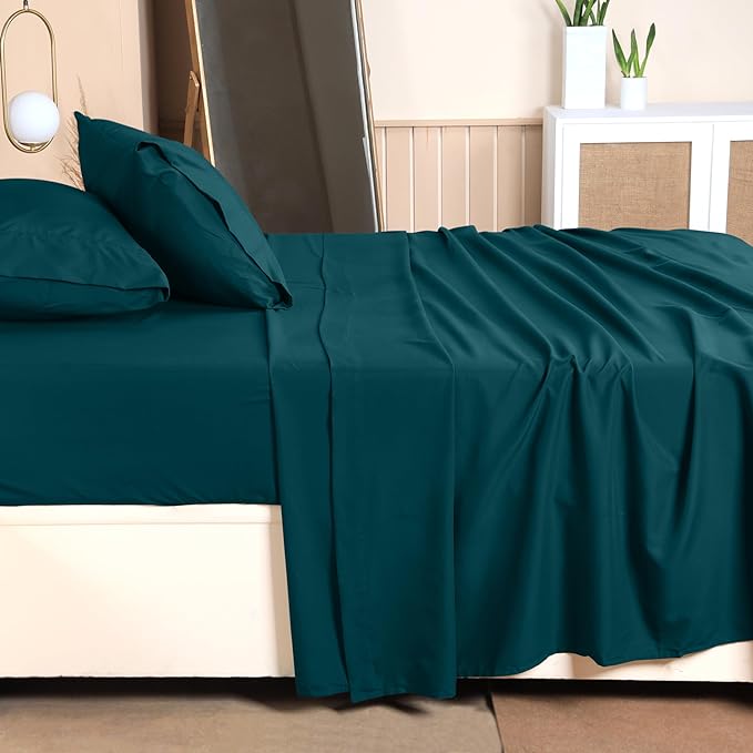 Utopia Bedding Twin Bed Sheets Set - 3 Piece Bedding - Brushed Microfiber - Shrinkage and Fade Resistant - Easy Care (Twin, Teal) - LeafyLoom