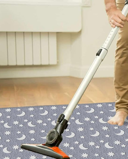 Eanpet Large Playroom Rug for Kids Glow in The Dark Star Area Rugs for Boys Girls Toddlers Bedroom Decorative 5x7 Grey Play Mat for Babies 1-3 Years - LeafyLoom