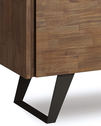 SIMPLIHOME Lowry SOLID ACACIA WOOD and Metal 39 Inch Wide Modern Industrial Medium Storage Cabinet in Rustic Natural Aged Brown, For the Living Room, Entryway and Family Room - LeafyLoom