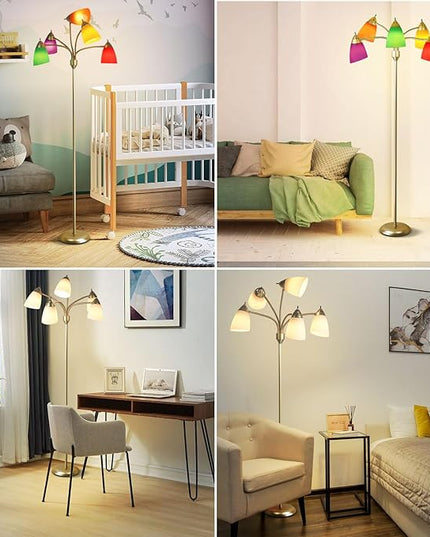 DINGLILIGHTING Floor Lamp Modern for Living: Flexible Gooseneck Floor Lamps Standing for Bedroom Home Office - Tall Floor Lights Gold 5-light - LeafyLoom