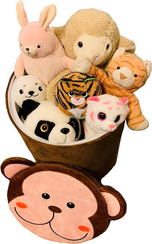 Storl Organizer Storage Stool for Toy and Cloth and Kids Stool (Monkey, 12Wx13H) - LeafyLoom