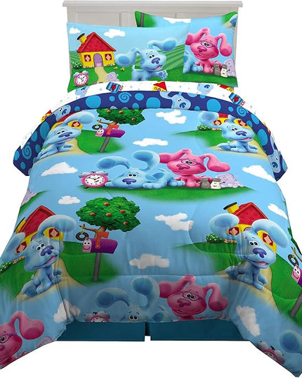 Franco Kids Bedding Super Soft Comforter and Sheet Set with Sham, 5 Piece Twin Size, Blues Clues - LeafyLoom