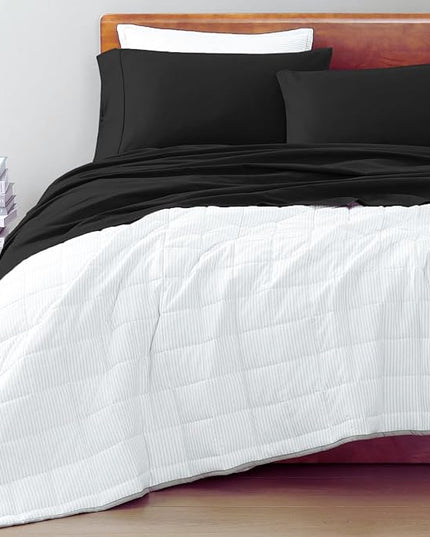 LANE LINEN 100% Organic Cotton Twin Bed Sheet Set, 3 Pc Twin Size Sheets Set, Soft & Breathable Twin Sheet Set Boys, Hotel Style Bedding Sheets & Pillowcases, 15" Deep Twin Fitted Sheet - Black - LeafyLoom