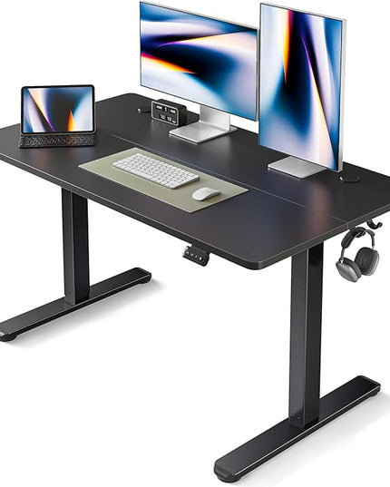 FEZIBO Electric Standing Desk, 48 x 24 Inches Height Adjustable Stand up Desk, Sit Stand Home Office Desk, Computer Desk, Black - LeafyLoom