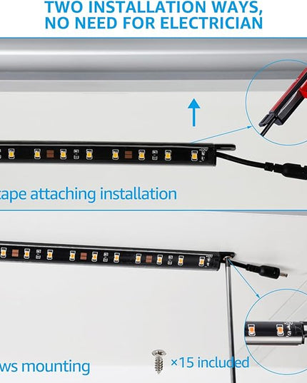 TORCHSTAR LED Safe Lighting Kit, (6) 12 Inch Linkable Light Bars + Rocker Switch + UL Power Adapter, 900LM, Input 100-240V, for Under Cabinet Gun Safe Locker Closet Showcase, 3000K Warm White TORCHSTAR