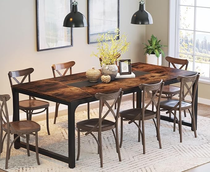 Tribesigns Modern Computer Desk, 78.7 x 39.4 inch X Large Executive Office Desk Computer Table Study Writing Desk Workstation for Home Office,Rustic/Black - LeafyLoom