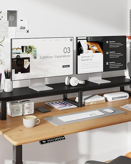 59" Large TV Riser for 32-75 inch TV, TV Riser Stand Shelf with Steel Legs, Tabletop TV Stand Riser for Home Office,Black - LeafyLoom