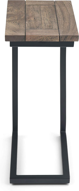SIMPLIHOME Skyler Solid Mango Wood and Metal 18 inch wide Rectangle End Table C Side Table in Beach Brown, Fully Assembled, for the Living Room and Bedroom - LeafyLoom