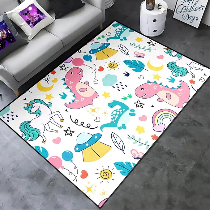 Dinosaur Rugs for Boys Bedroom - Dinosaur Room Decor for Boys Kids Area Rug Dinosaur Rug Boys Rugs for Bedroom Dinosaur Carpet Rugs Kids Play Rugs Cute Cartoon Dinosaur Decor,2'5''×4' - LeafyLoom
