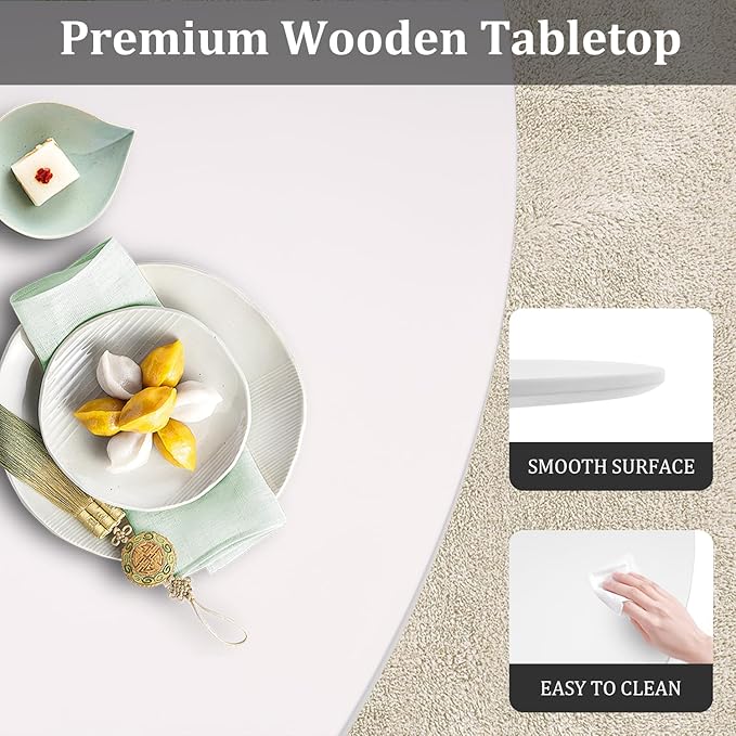 Round Dining Table,31.5”Kitchen Table for 2-4 People,MDF Table Top with Metal Pedestal Base,Tulip Design for Kitchen,Dining Room,Living Room,Leisure,White - LeafyLoom
