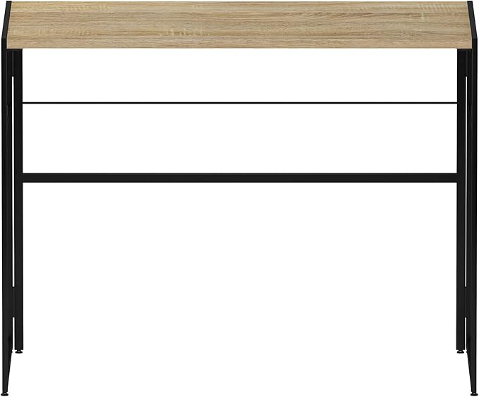 Furinno Riau No Tool/No Assembly/Folding Metal Frame Computer Desk, Sonoma Oak/Black, 39 Inch - LeafyLoom