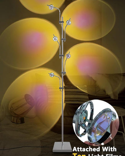 Sunset Lamp Tacahe Rgbw Halo Projector Floor Lamp Funny Led Corner Sunset Floor Lamp Gaming Room Decor for Bedroom Living Room Restaurant Dance Studio Novelty Tighting - LeafyLoom