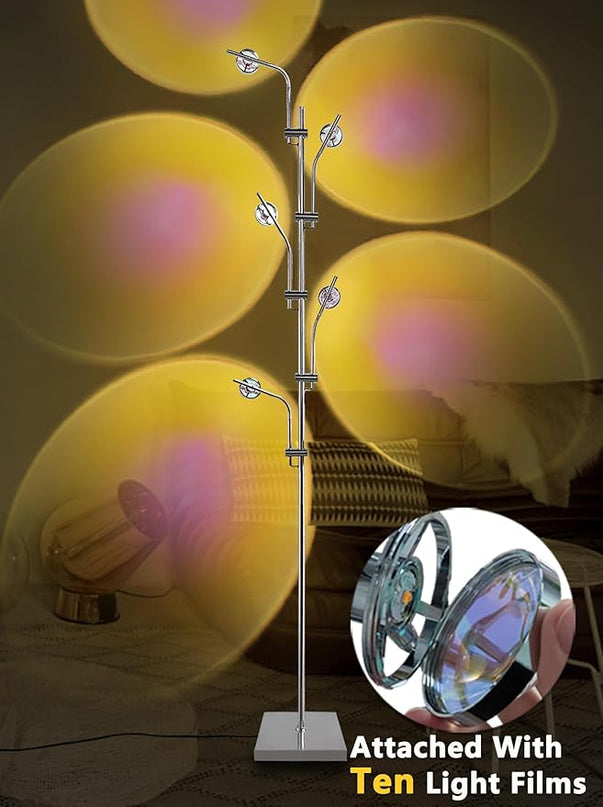 Sunset Lamp Tacahe Rgbw Halo Projector Floor Lamp Funny Led Corner Sunset Floor Lamp Gaming Room Decor for Bedroom Living Room Restaurant Dance Studio Novelty Tighting - LeafyLoom