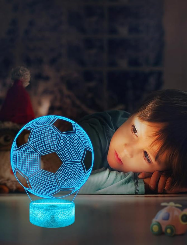 FULLOSUN Soccer Gift, Soccer Night Light (with Remote Control), 3D Illusion Lamp 16 Colors Change, Boys Kids Gift Idea for Sport Fan Boys Girls - LeafyLoom