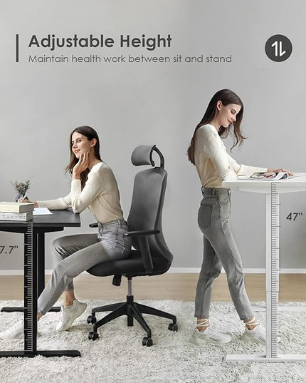 Sunon Sit Laptop Computer Writing Workstations with 3 Pre-Set and USB Port 48" for Home Office Smart Advanced Standing Desk, Grey - LeafyLoom