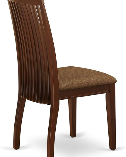 East West Furniture NDIP5-MAH-C Norden 5 Piece Dining Set Includes a Rectangle Kitchen Table with Dropleaf and 4 Linen Fabric Upholstered Chairs, 30x48 Inch, Mahogany - LeafyLoom