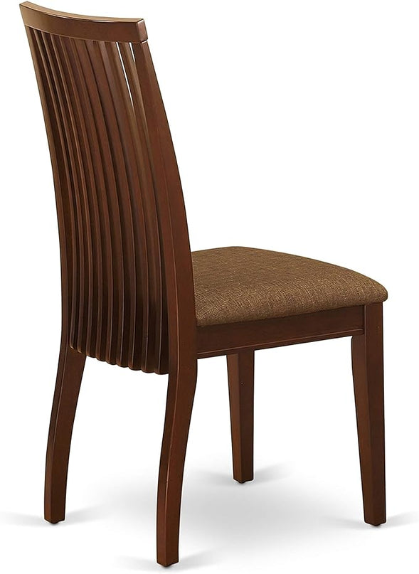 East West Furniture NDIP3-MAH-C Norden 3 Piece Set Contains a Rectangle Dining Room Table with Dropleaf and 2 Linen Fabric Upholstered Chairs, 30x48 Inch, Mahogany - LeafyLoom