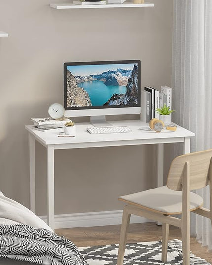 SogesGame Small Computer Desk, 39.4 inches Small Office Desk Computer Table Study Writing Desk Workstation for Home Office,White - LeafyLoom