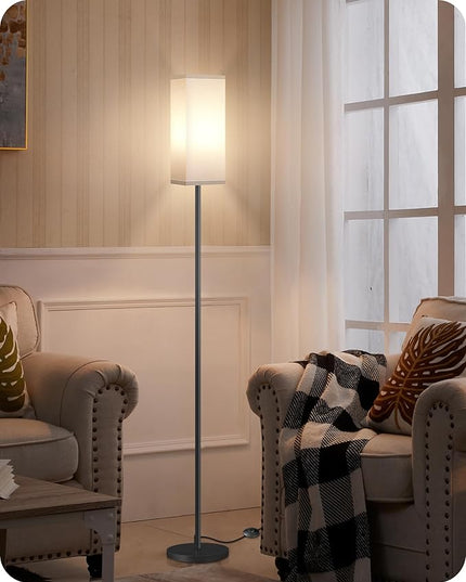 Floor Lamp, Pole Lamp with Foot Switch, Modern Standing Lamp Lampshade, Minimalist Freestanding Lamp (Bulb Not Included), for Living Room, Bedroom Office FCC Listed, Black and White CW07LD05 - LeafyLoom